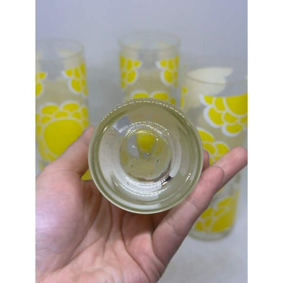 VTG 70s Colony Flower Highball Glasses – Set of 4, 7" Retro Sunflower Tumblers - Picture 4 of 7